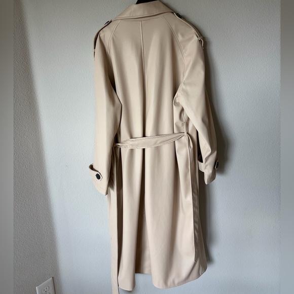 ZARA Cream Faux Leather Trench Coat – Size L - Great Condition - Picture 5 of 9